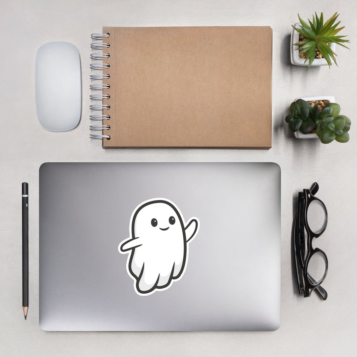 Boo Wave Sticker - on a laptop