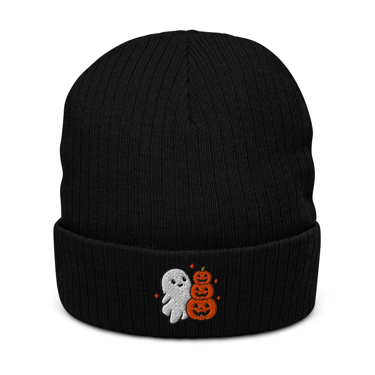 Halloween Boo Knit Beanie - Black, flat front