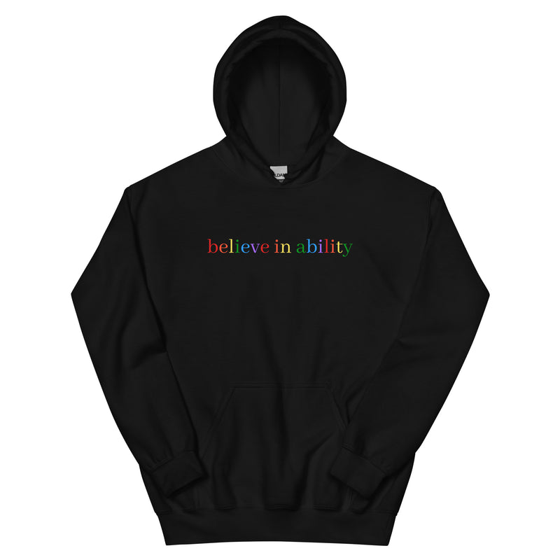 Believe in Ability Hoodie - Black, flat front
