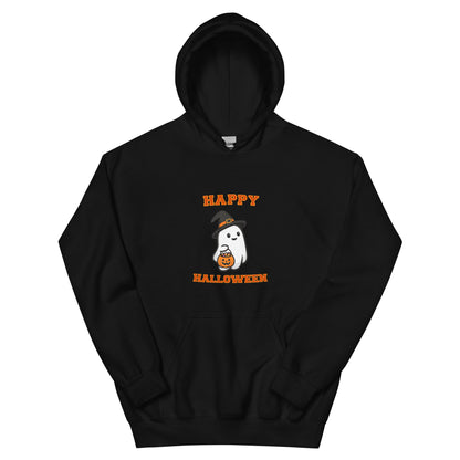 Happy Halloween Boo Hoodie - Black, flat front