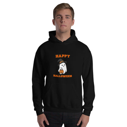 Happy Halloween Boo Hoodie - Black, front on model
