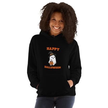 Happy Halloween Boo Hoodie - Black, women's front