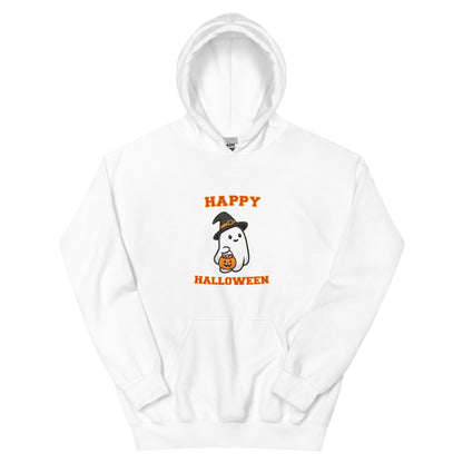Happy Halloween Boo Hoodie - White, flat front