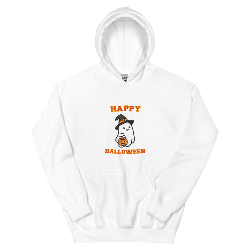 Happy Halloween Boo Hoodie - White, flat front